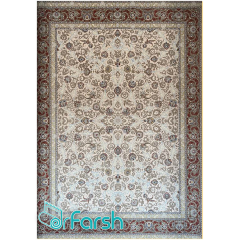 فرش 700 شانه قیطران طرح سایه رنگ کرم