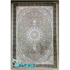 فرش 1200 شانه قیطران طرح نسترن رنگ طوسی