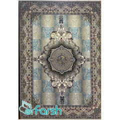 فرش 700 شانه نگین فیروزه مدل لوتوس رنگ فیلی