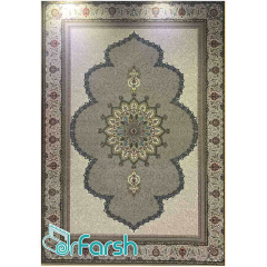 فرش 700 شانه نگین فیروزه مدل آریا رنگ فیلی