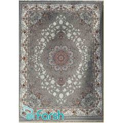 فرش 700 شانه نگین فیروزه مدل شقایق رنگ فیلی