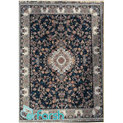 فرش 700 شانه نگین فیروزه مدل ارغوان رنگ سرمه ای