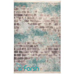 فرش مدرن محتشم مدل 100410 رنگ فیروزه ای