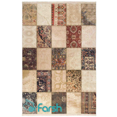 فرش چهل تکه محتشم مدل 100508 رنگ کرم