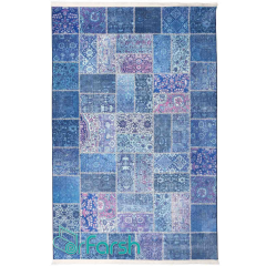 فرش چهل تکه محتشم مدل 100511 رنگ آبی