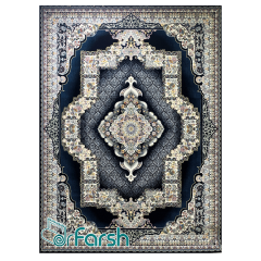 فرش 700 شانه نگین فیروزه مدل چشمه رنگ سرمه ای