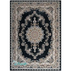 فرش 1500 شانه قیطران طرح پریچهر رنگ سرمه ای