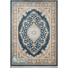 فرش 1200 شانه قیطران طرح غزال رنگ آبی