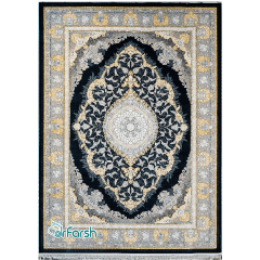 فرش 1200 شانه قیطران طرح غزال رنگ سرمه ای