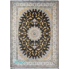 فرش 1200 شانه قیطران طرح کاترینا رنگ زغالی