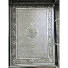 فرش 1200 شانه قیطران طرح غنچه رنگ سیلور