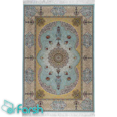 فرش اصیل محتشم مدل 100908 رنگ فیروزه ای