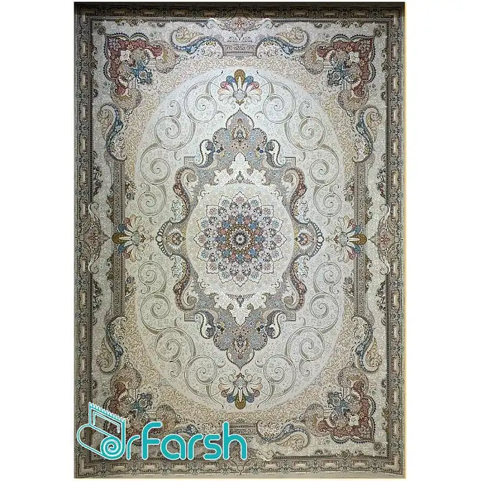فرش 1500 شانه قیطران طرح زرین رنگ کرم
