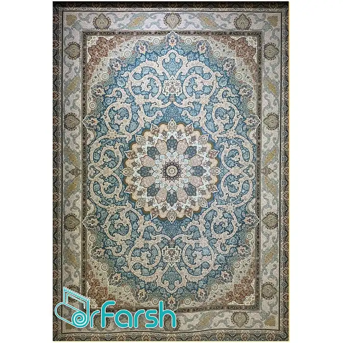 فرش 1500 شانه قطران طرح آزیتا رنگ آبی